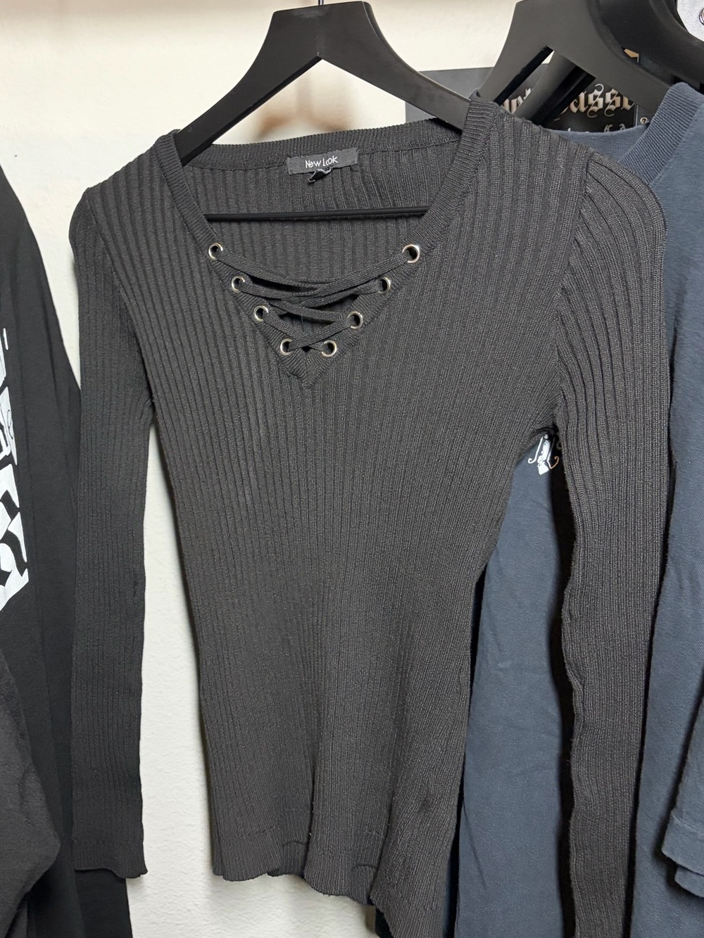 new look black ribbed long sleeve